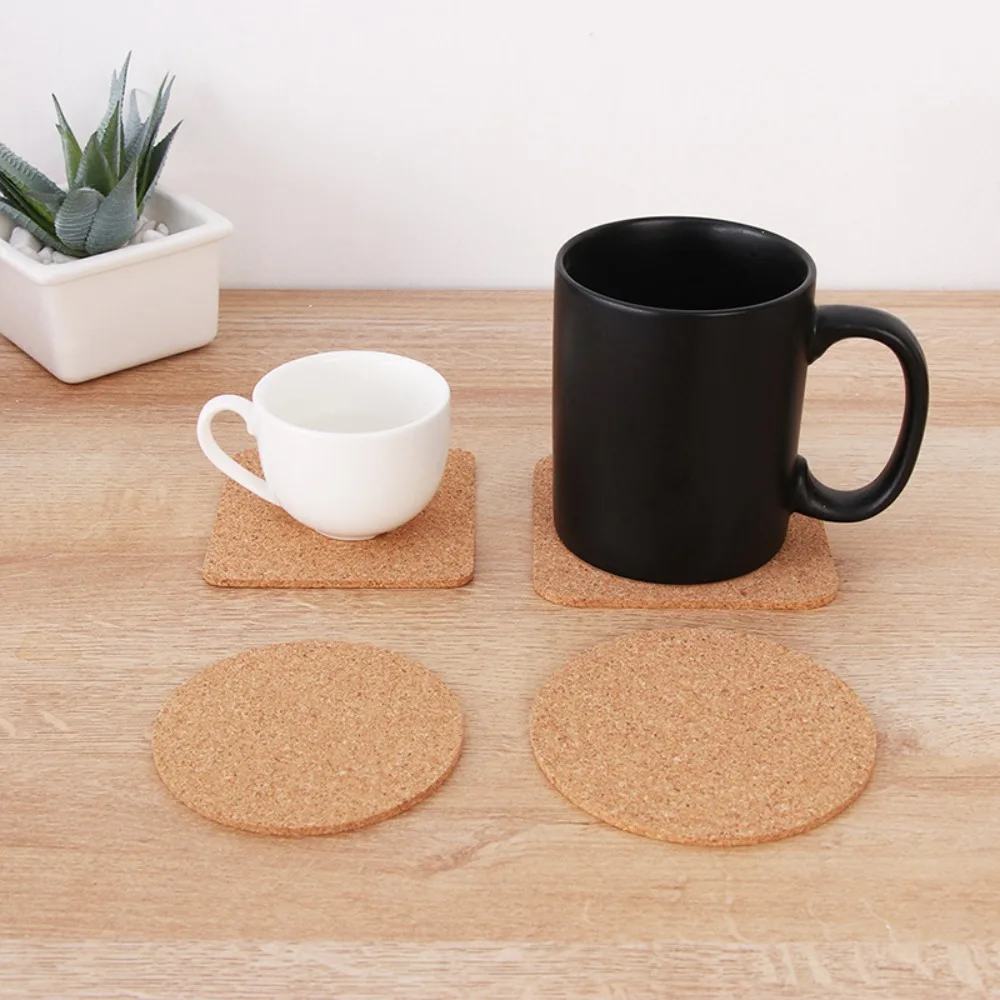 Cork Coaster Wooden Anti Slip Insulated Dining Table Mat Heat-insulating Square Circular Kitchen Water Absorbing Mat