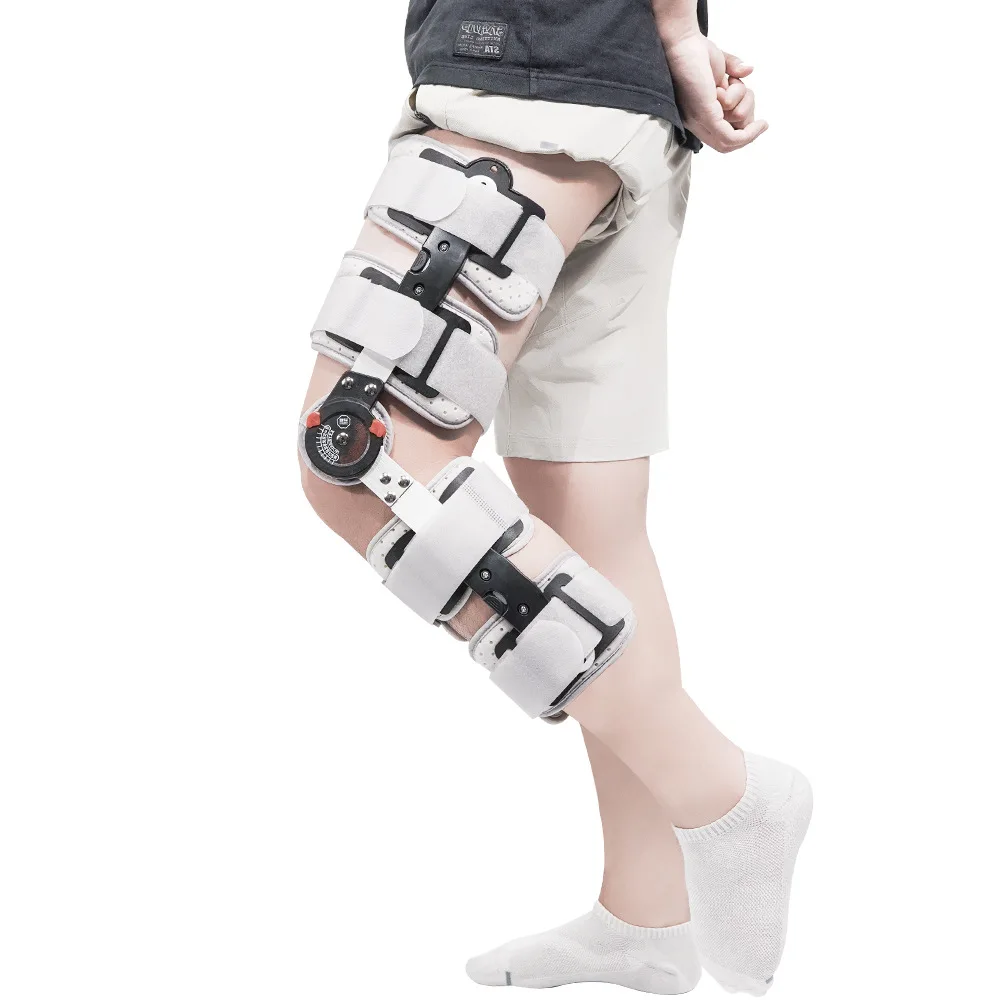

1PC Hinged ROM Knee Brace with Side Stabilizer Adjustable Post Op Knee Immobilizer Knee Orthopedic Support Leg Stabilizer