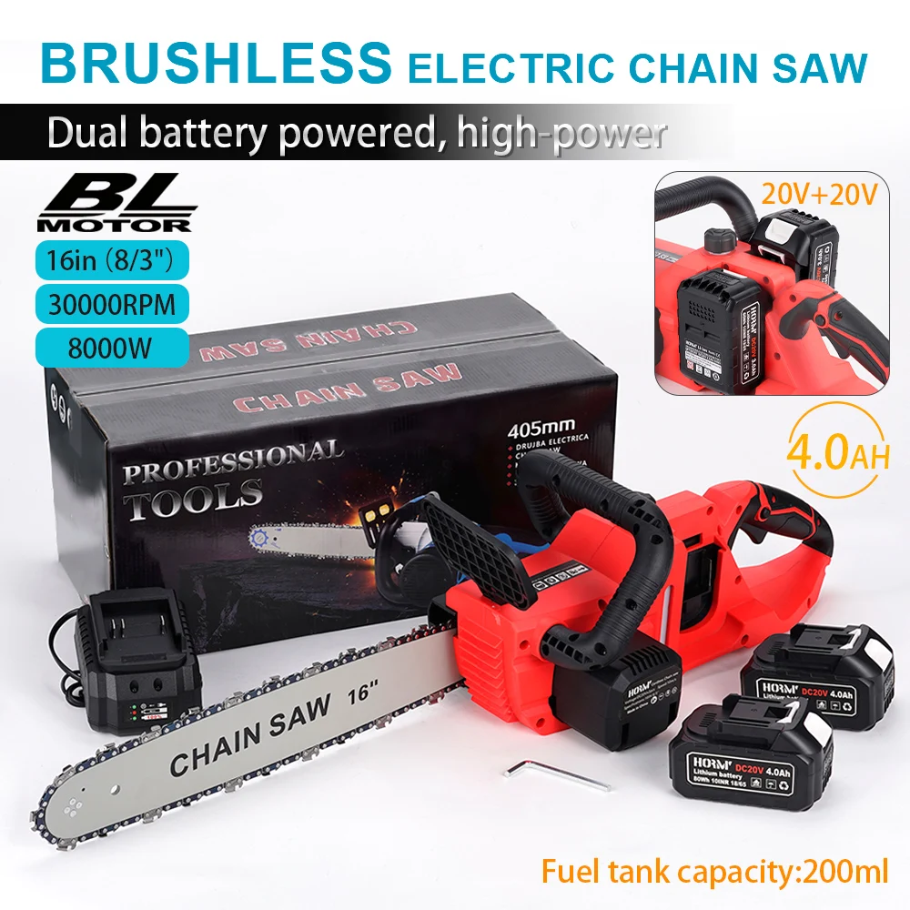 

16 Inch Brushless Electric Chain Saw Portable Handheld Cordless Chainsaw Woodworking Tool Graden Pruning Tool For Makita Battery