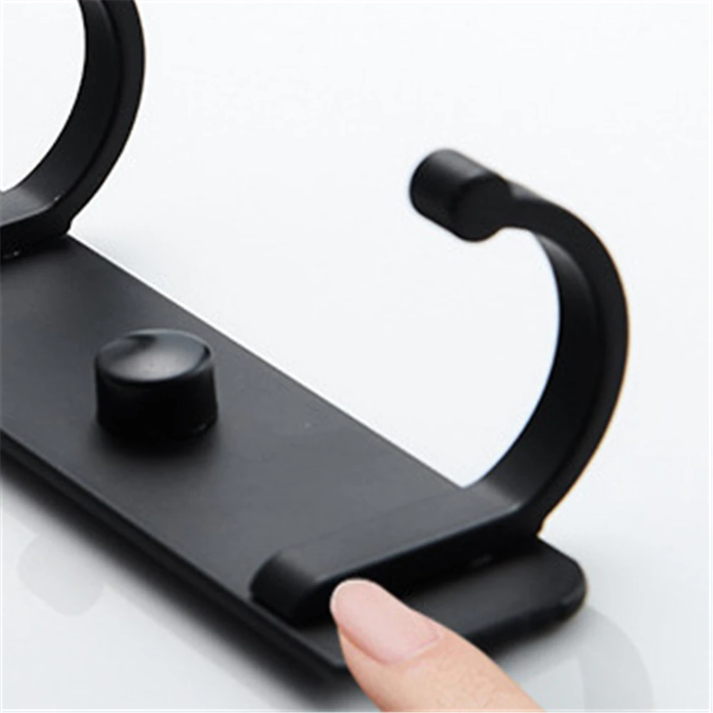 Black Robe Hook Wall Hook Towel Hook for Bathroom Aluminum Alloy Coat Hook Key Holder Rustproof Hook Hanger for Kitchen Hardware