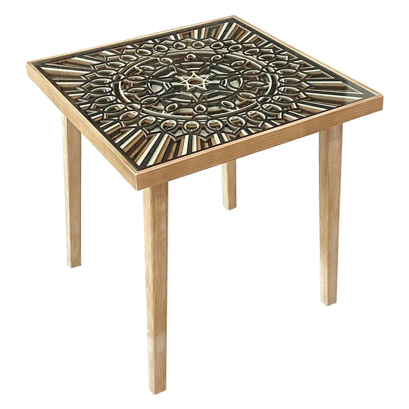 

Nordic solid wood stacked square table small apartment dining table Japanese-style homestay sun room negotiation table coffee