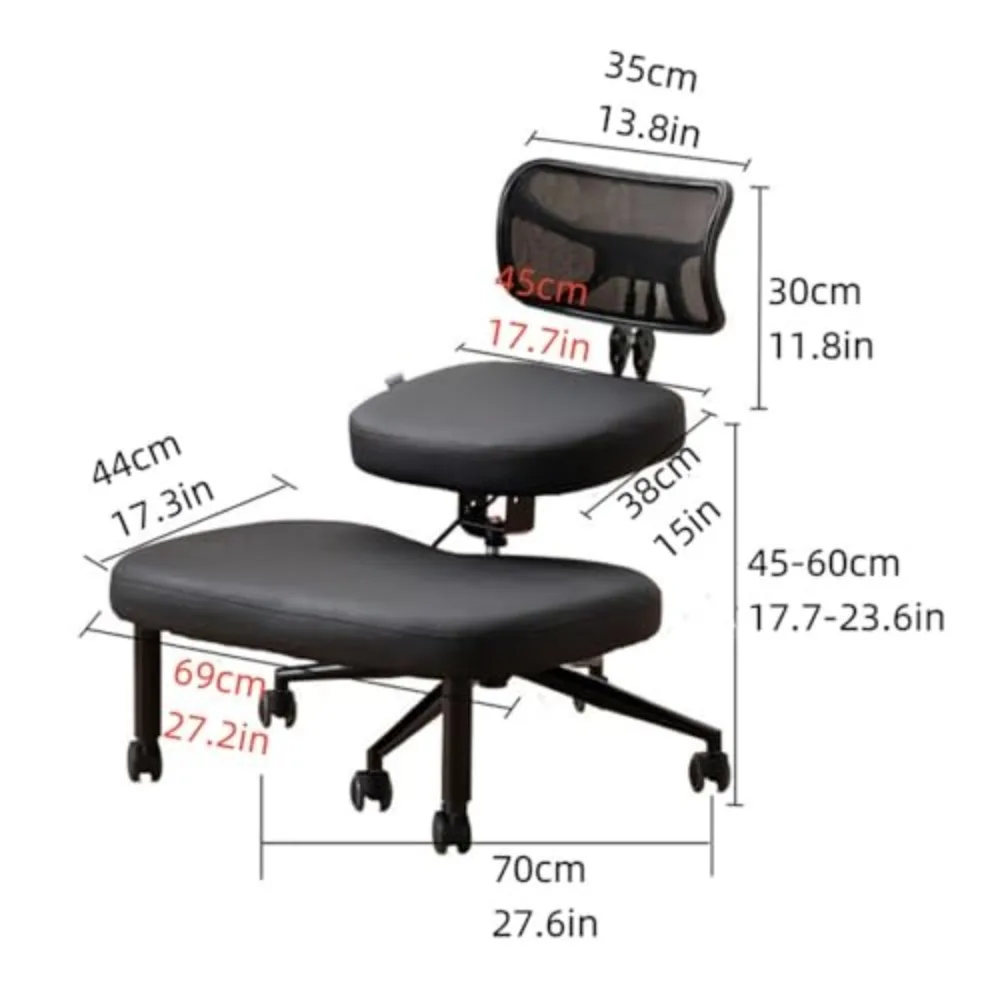 Adjustable Kneeling Chair with Wheels Ergonomic Posture Correction Chair Height Adjustable Yoga Meditation Relax Seat