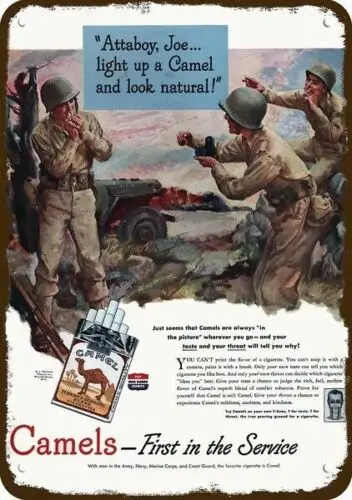 1944 CIGARETTES WWII SOLDIERS Vintage Look DECORATIVE REPLICA METAL SIGN