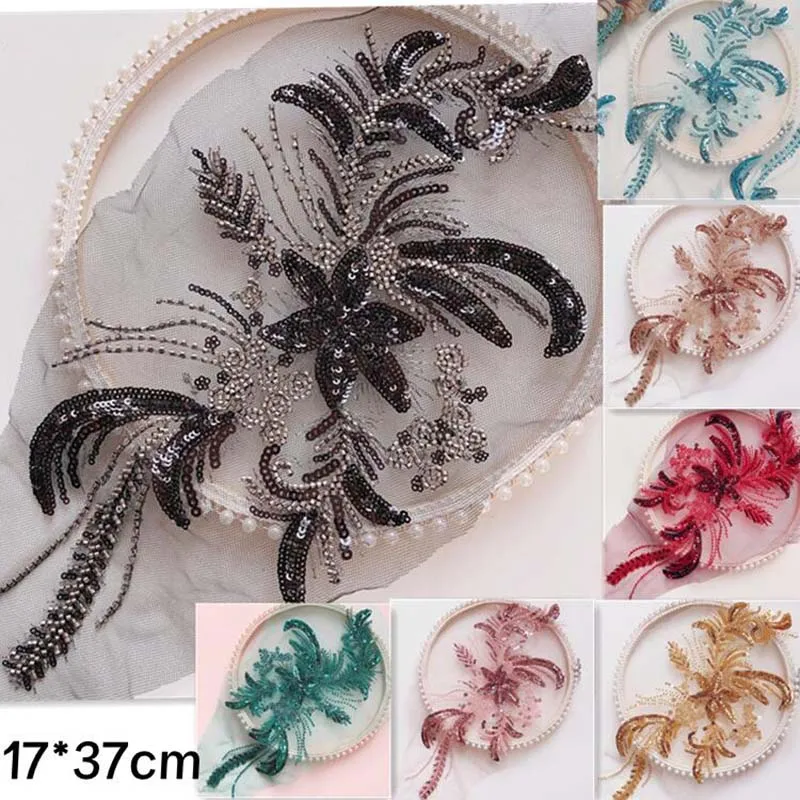 

6 шт., вышитый цветок, аппликация, кружевная ткань, отделка, сетчатый воротник, свадебное платье, нашивка для шитья, вечернее платье, декор, поделки своими руками