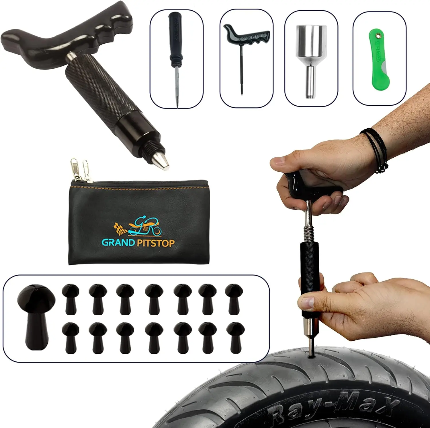 

20 Pcs Tubeless Tire Repair Kit with Mushroom Plugs for Cars, Motorcycles, ATV, Trucks & Tractors