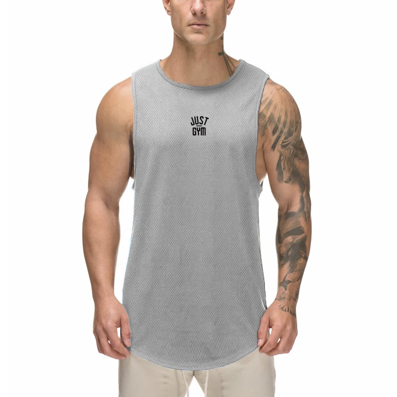 Mens Running Training Workout Mesh Casual Tank Top Fitness Singlets Fashion Musculation Quick Dry  Clothing Sleeveless Singlet