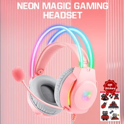 ONIKUMA Wired Gaming Headphone with Headband RGB Light Flexible Mic Gaming Headset Computer Wired Earphones for PC Gamer PS5 X26