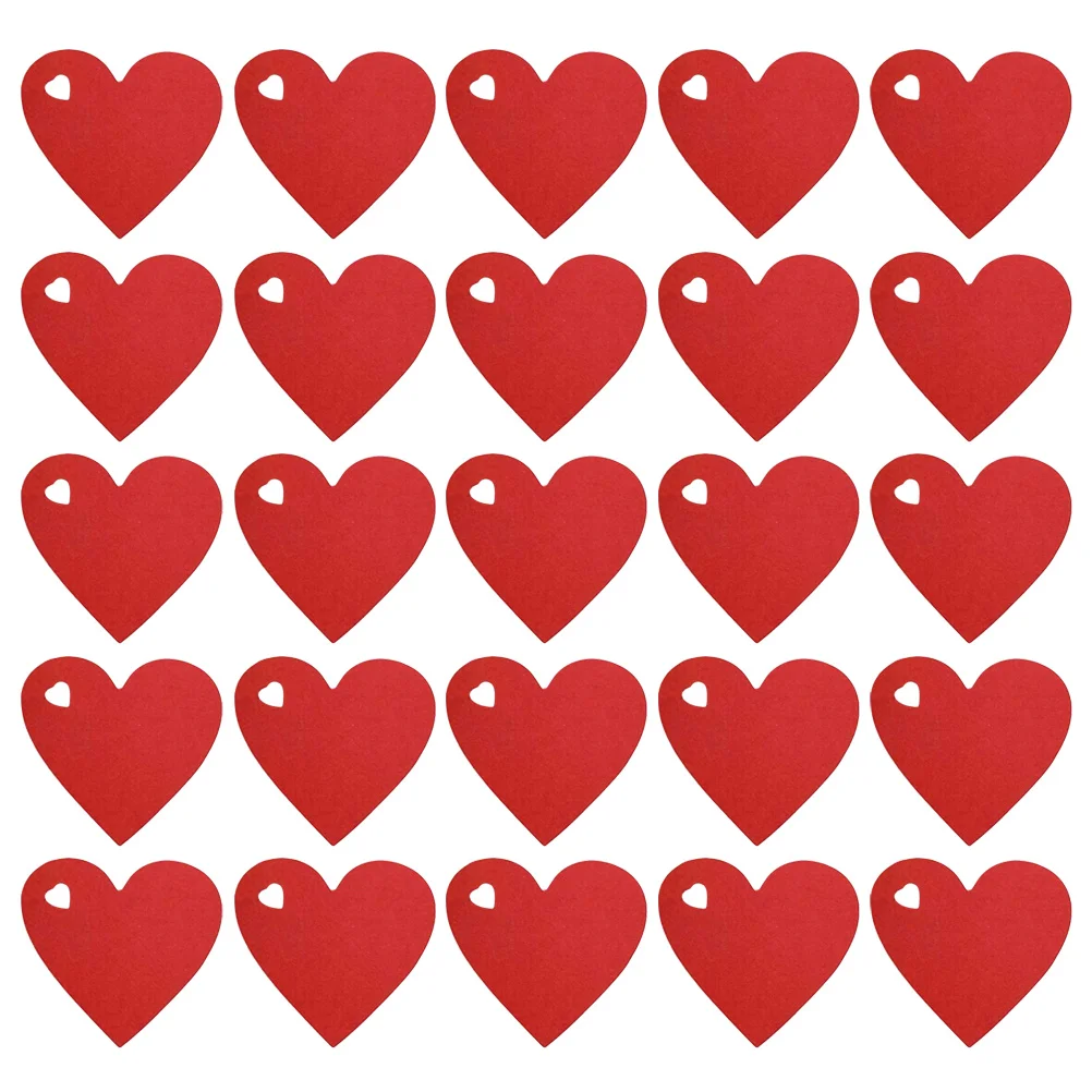 

100pcs Heart-shaped Gift Tags Red Paper Valentine Hanging Labels Eco-friendly Lightweight Romantic Decorations