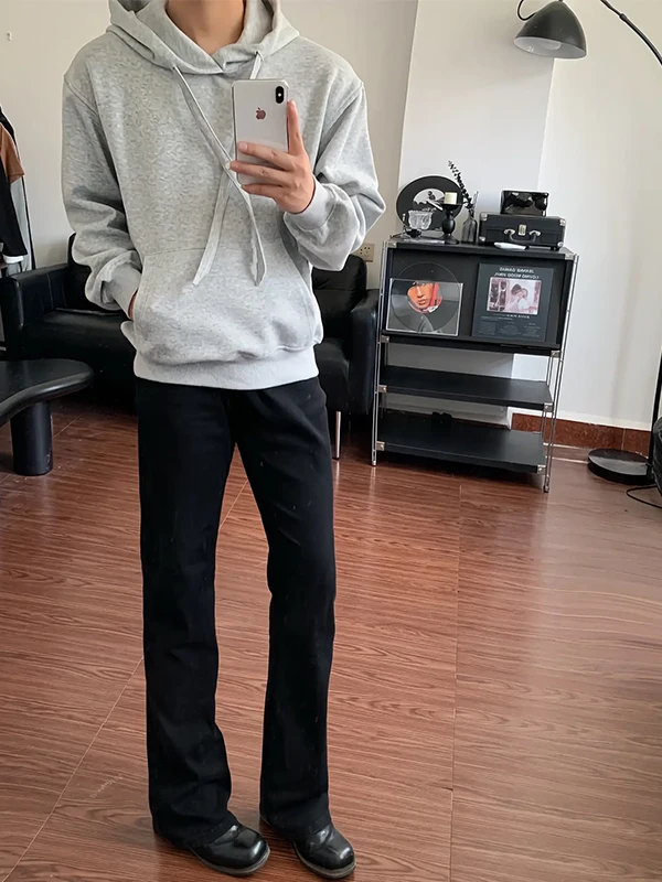 

Bla Slim Fit Micro Flare Jeans Men's Early Autumn OOTD Straight Leg CleanFit Slimming Denim Pants mid Waist Zipper Closure