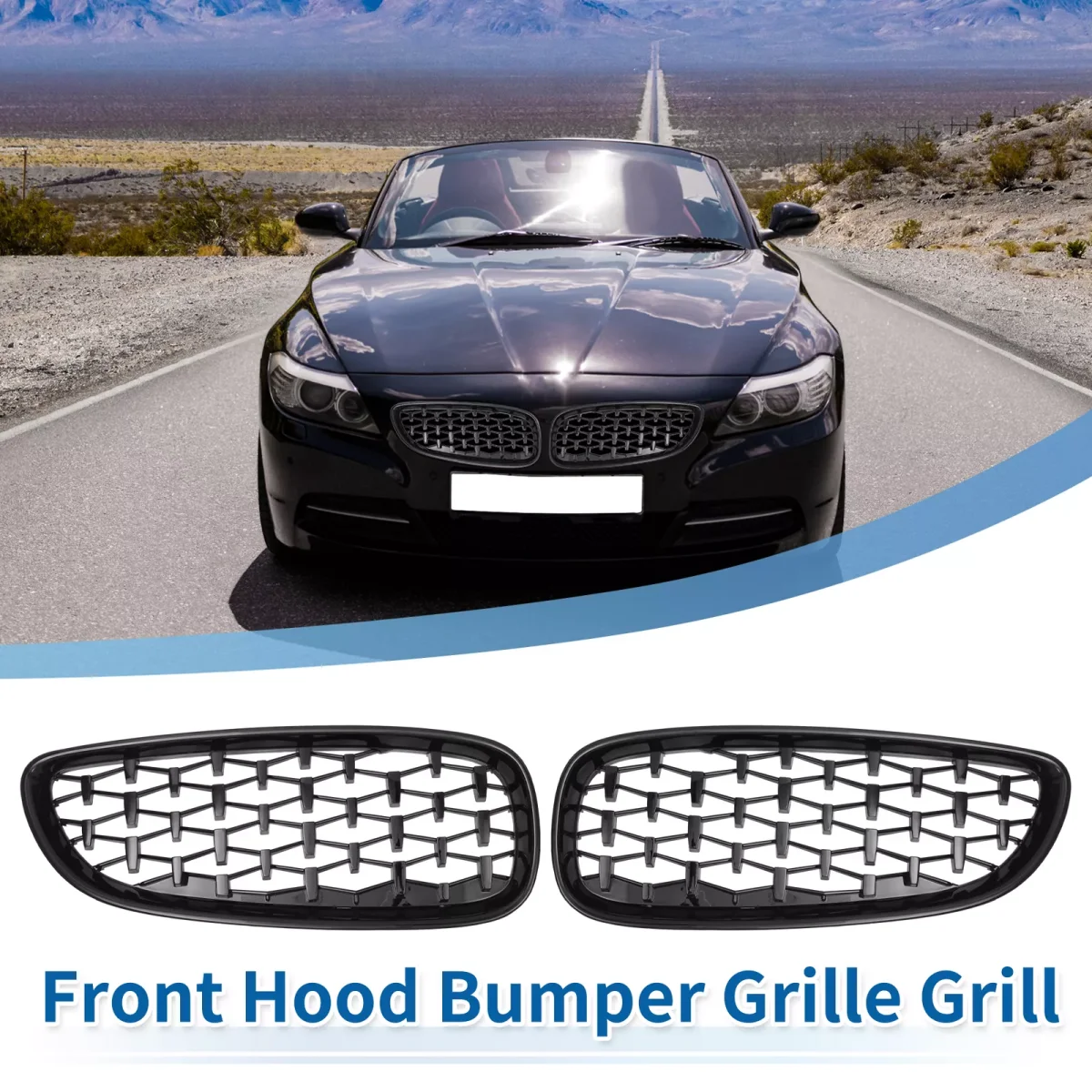 

Glossy Black Diamond Style Plating ABS Car Front Kidney Grille 51137181547 51137181548 For BMW E89 Z4 2009 2010 2011 2012 ~ 2016