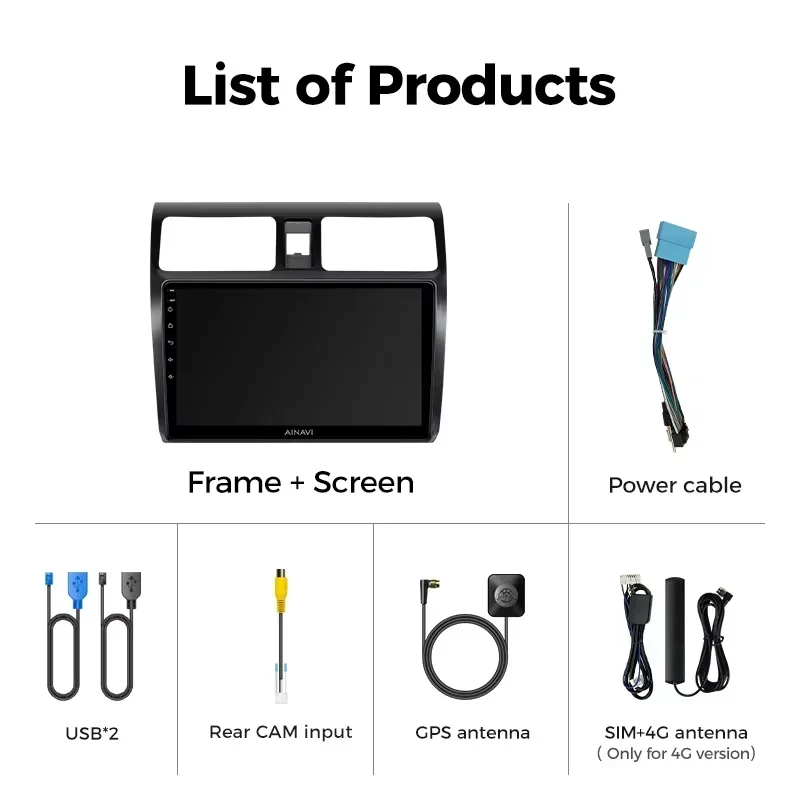 Ainavi Car Radio For Suzuki Swift 2003 2005 2006 2008 2010 Wireless Carplay Android Auto 4G Multimedia Player GPS DSP 48EQ 2 Din