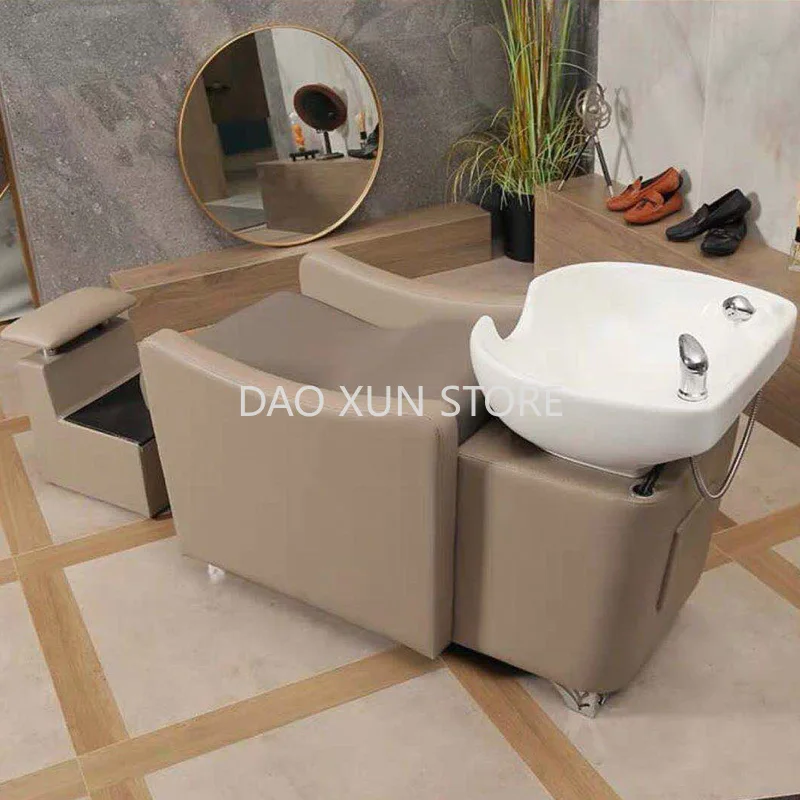 Massage Head Spa Shampo Chair Stylist Therapy Comfort Hair Washing Station Chair Luxury Silla Peluqueria Salon Furniture MQ50SC