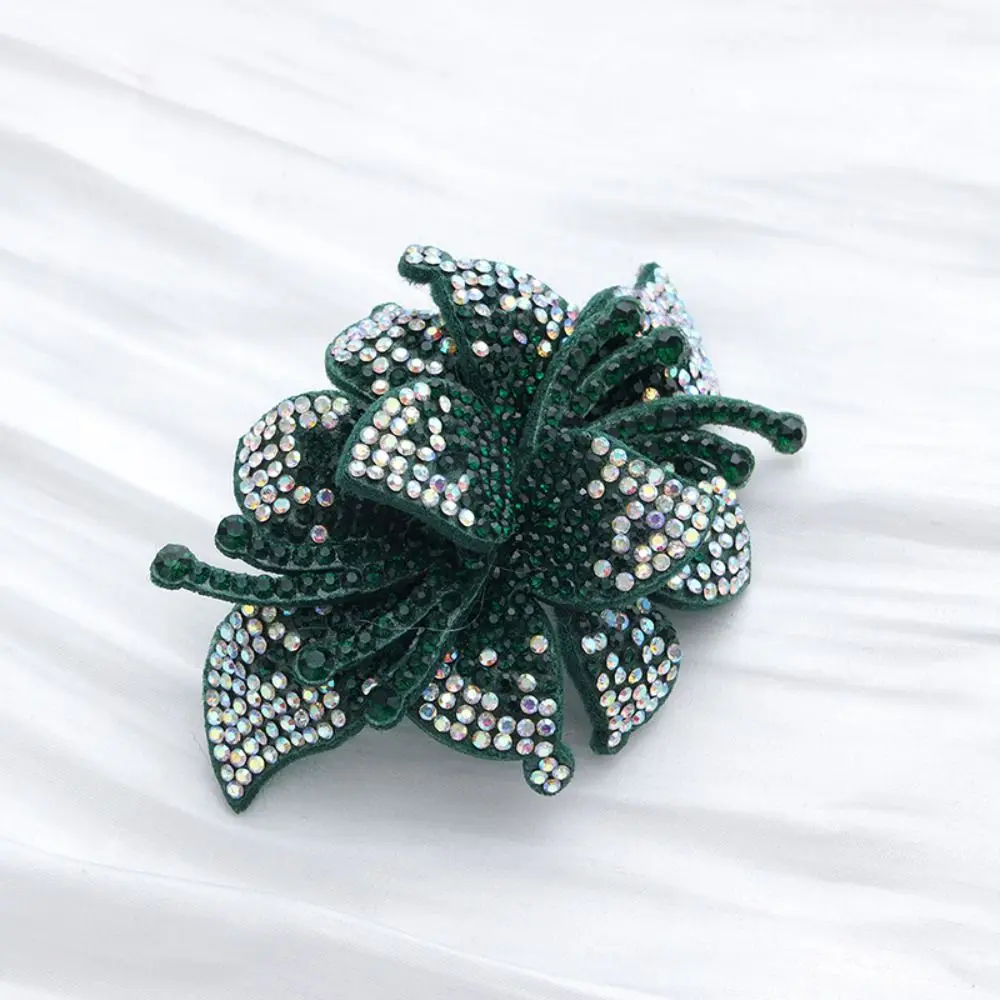 Exquisite Rhinestone Fabric Patch Sparkling Multi-Color Floral Appliqué Shoe Flowers Double Layer Rhinestone Shoe Flowers