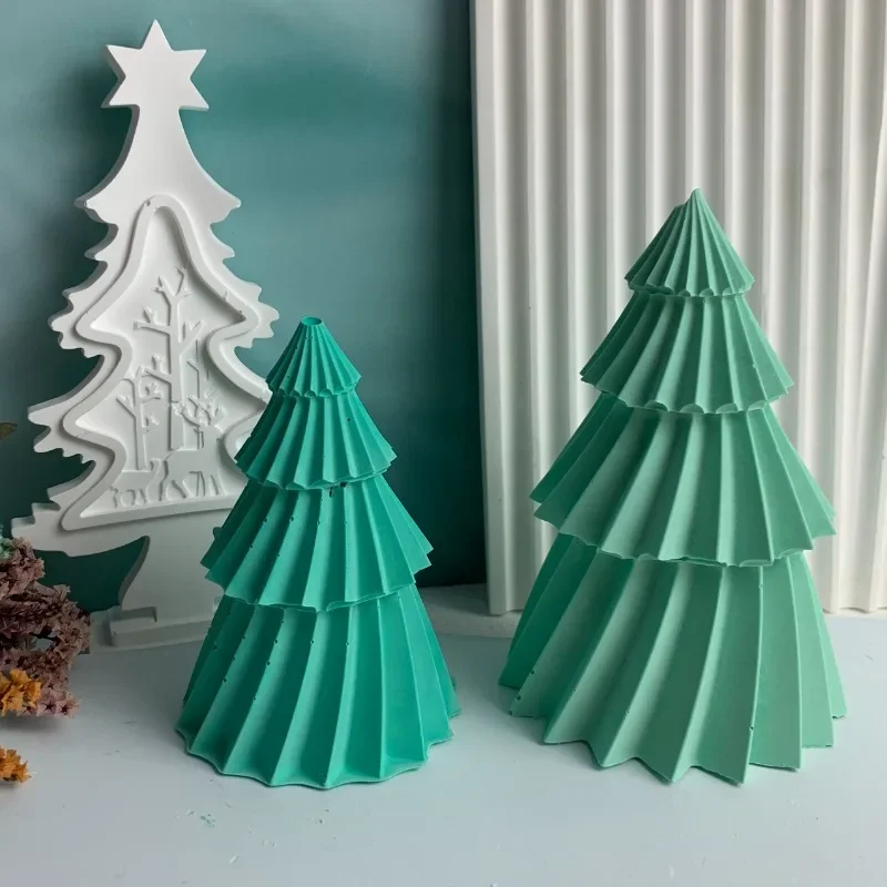 3D Geometric Pine Silicone Candle Mold DIY Christmas Tree Craft Gifts Making Aromath Soap Resin Molds Home Decor Supplies