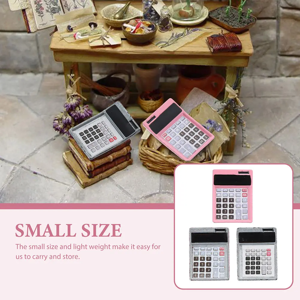 Mini Calculator Decor Set 6 Pieces Lightweight Learning Props for Dollhouse Kids Room Accessories
