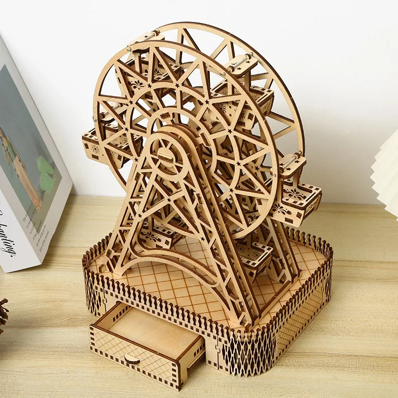 3d Wooden Puzzle Ferris Wheel Simulation Models DIY Assembly Toy Model Building Kits for Kids Adults Creative Gift