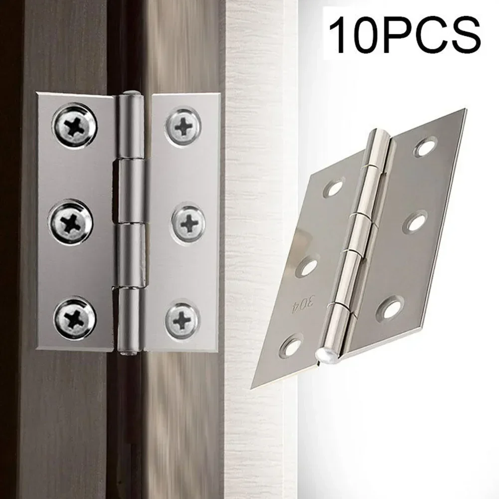 10Pcs Door Hinges Door Connector Drawer 6 Holes Hardware Furniture Bookcase Window Cabinet Stainless Steel Hinges Home