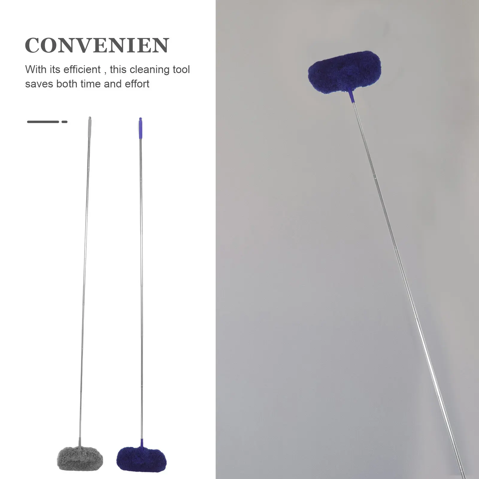 2Pcs 88 Inch Telescopic Ceiling Fan Cleaner Duster Extendable Dust Brush for Ceiling Fan Blades High Ceilings Cleaning Without