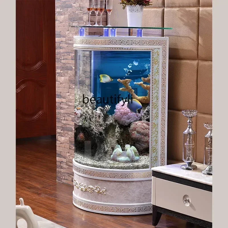 

Ren Change Water Glass Ecological Aquarium Semicircle Fish Tank Household Floor Wall Vertical Lai