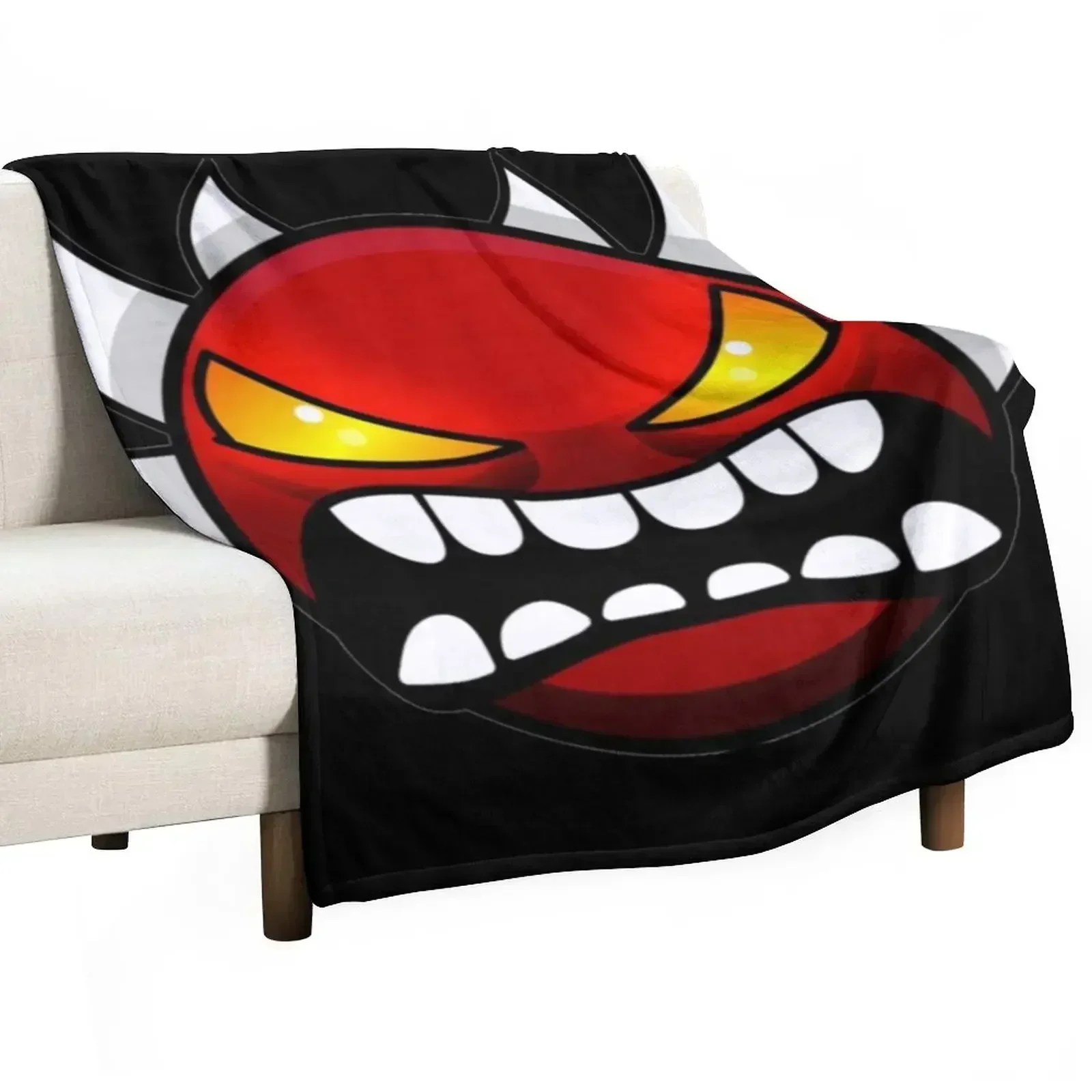 angry geometry dash Throw Blanket Year Round Soft Comfortable Blanket for Home