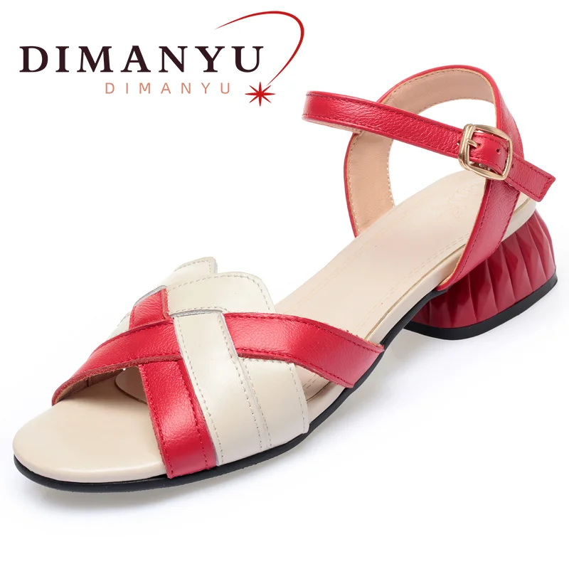 

Leather Sandals Female New 2024 Summer Non-slip Fashion Ladies Sandals Large Size 41 42 43 Peep-toe Sandals Women