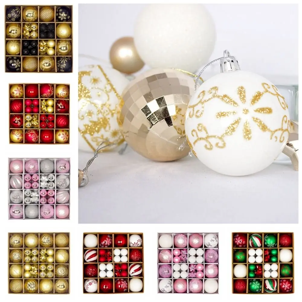 

44 шт. пластиковые рождественские шары многоразового использования с подвесной петлей Рождественский кулон небьющийся 3-6 см Рождественская елка декоративная