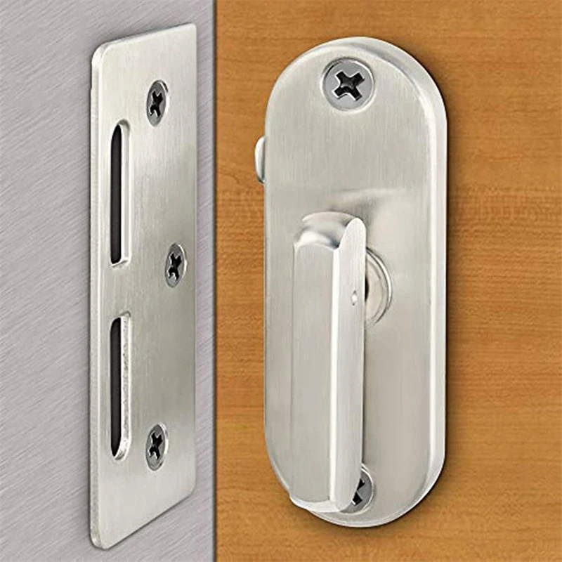 ●1Pc 90 Degree Hinge Lock Sliding Door Hook Lock Aluminum Wood Door and Window Lock Barn Lock Household Tools