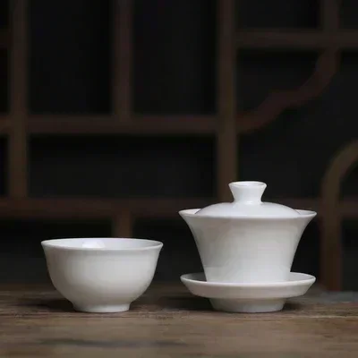 Mini 60ml Gaiwan For Tea Solid White Porcelain Tureen With Lid Teaware Travel Kung Fu Tea Set Chinese Cup Tea Bowls Small Chawan