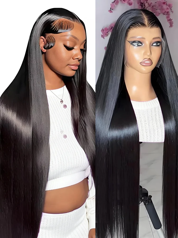 

Накладные парики из 100% натуральных волос с плотностью 300%, прямые, HD, с фронтальной шнуровкой 13x6, 40-46 дюймов, из девственных шелковистых волос, парик с фронтальной шнуровкой 13x4 для женщин