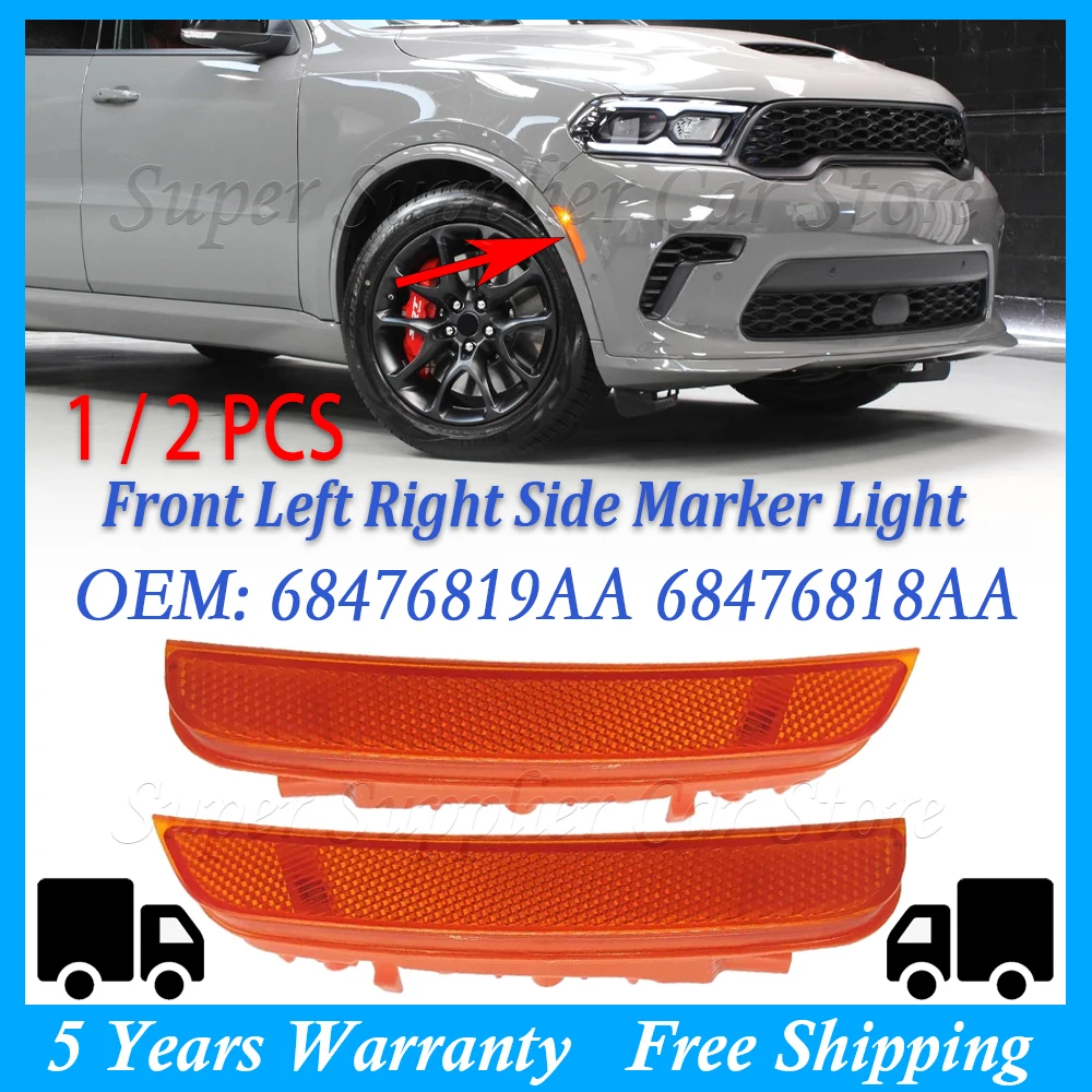 

New Pair Front Left /Right Bumper Side Marker Light Lamp Fender Reflector For Dodge Durango 2021 2022 2023 68476819AA 68476818AA
