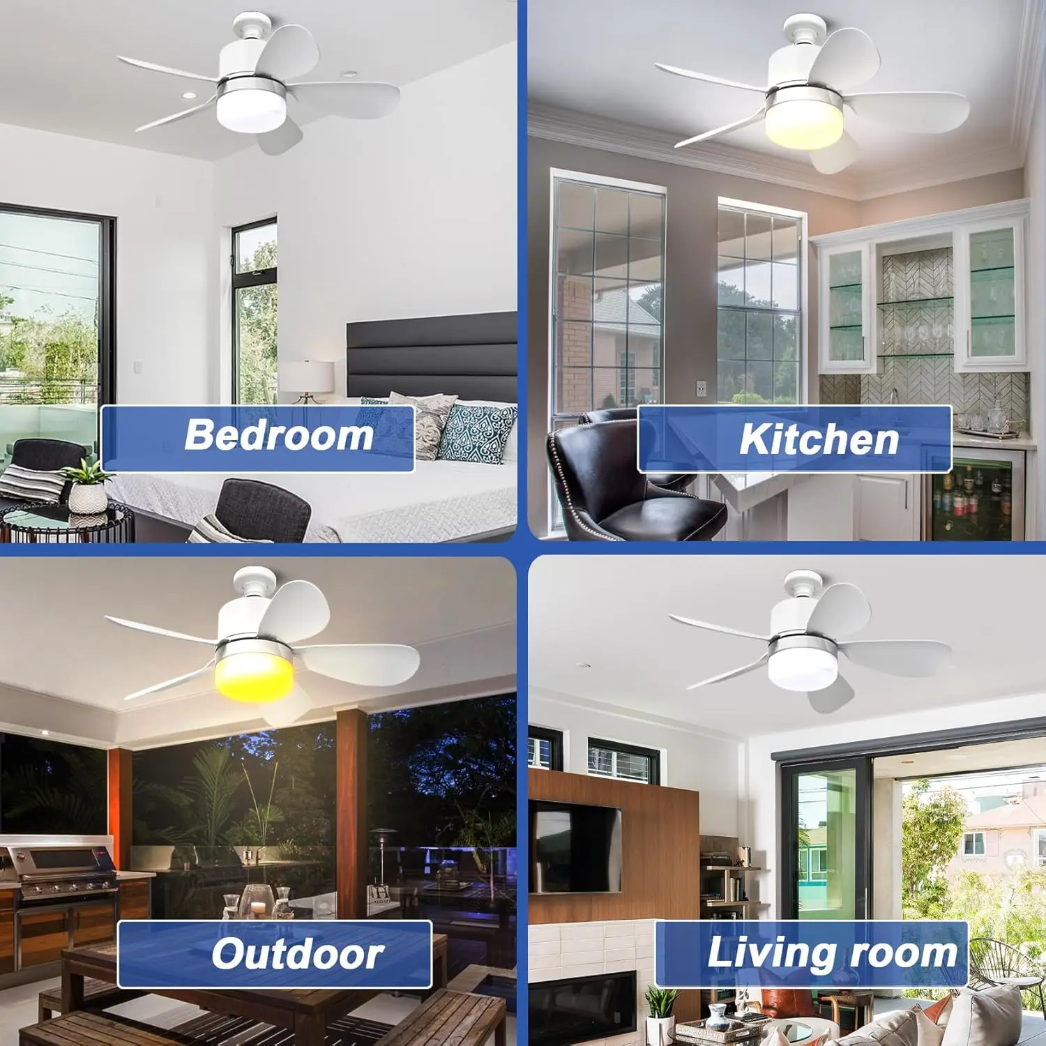 Socket Fan Light with Remote, Small Ceiling Fan with LED, E26/E27+B22 Cordless Light Screw Fan for Kitchen Bedroom, Small Room view 6