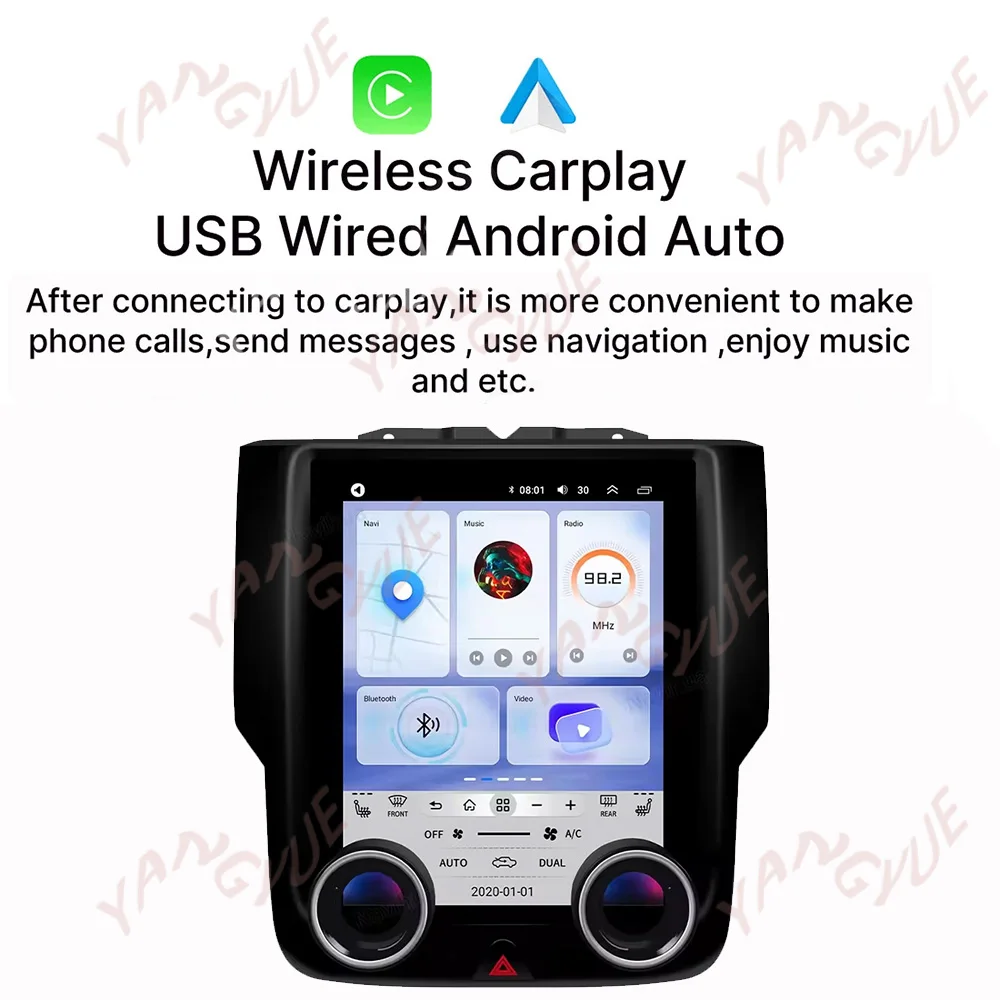 راديو سيارة 9.7 بوصة لسيارة دودج رام 1500 2500 3500 2013-2018 مع 4G GPS سماعة لاسلكية تعمل بالبلوتوث CarPlay وحدة رأس ستيريو بشاشة تعمل باللمس