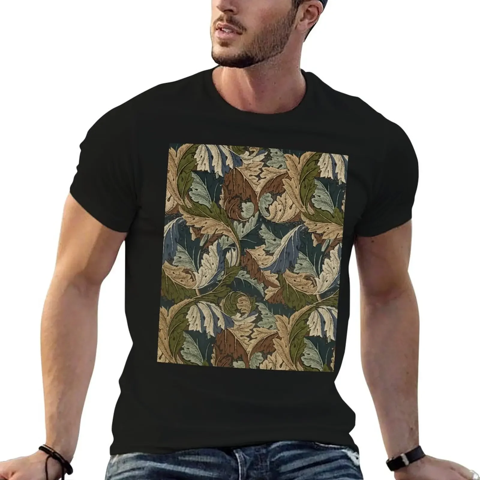 William Morris Acanthus Design T-Shirt heavyweights customs Men's cotton t-shirt