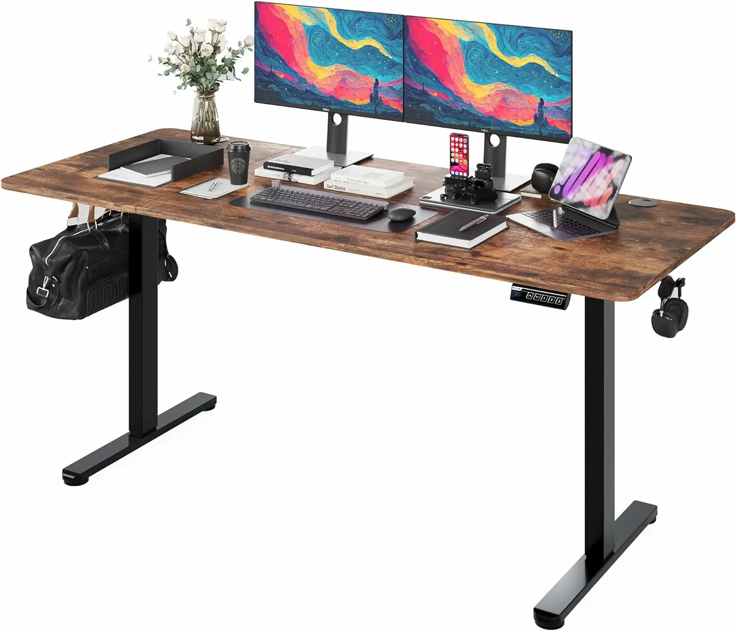 

Electric Standing Desk, 63 x 28 inches Height Adjustable Desk, Ergonomic Home Office Sit Stand Up Desk with Memory Preset