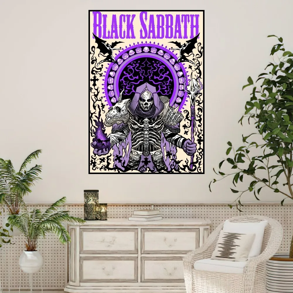 Affiche de Bande B Noire S-Sabbath Imprimée, Autocollant Mural, Peinture pour Chambre à Coucher, Salon, Décoration de Bureau, Maison