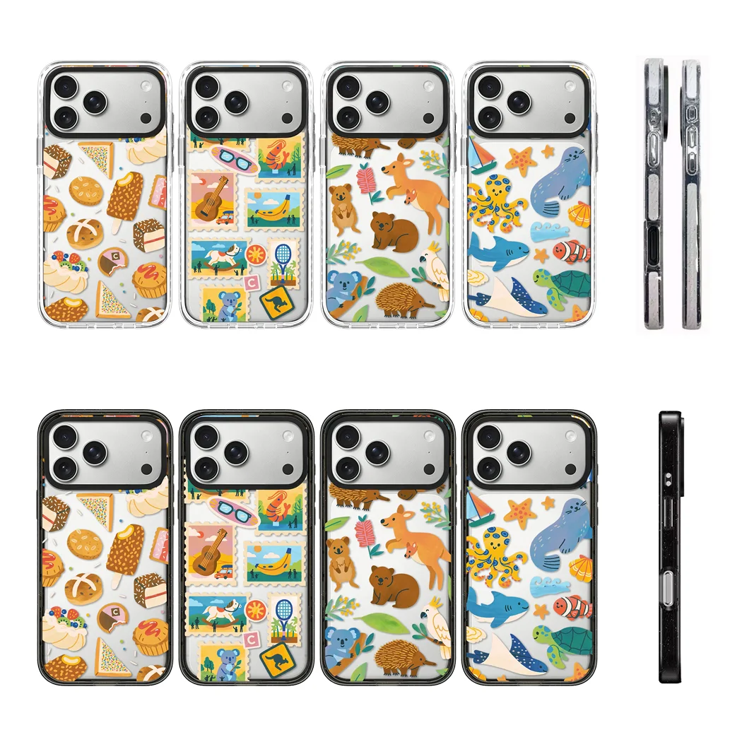 

Cartoon Animals Cakes 2.0 Acrylic Black White Border Phone Cover for IPhone 12 13 14 15 16 17 Pro Max Case for IPhone 17 Air