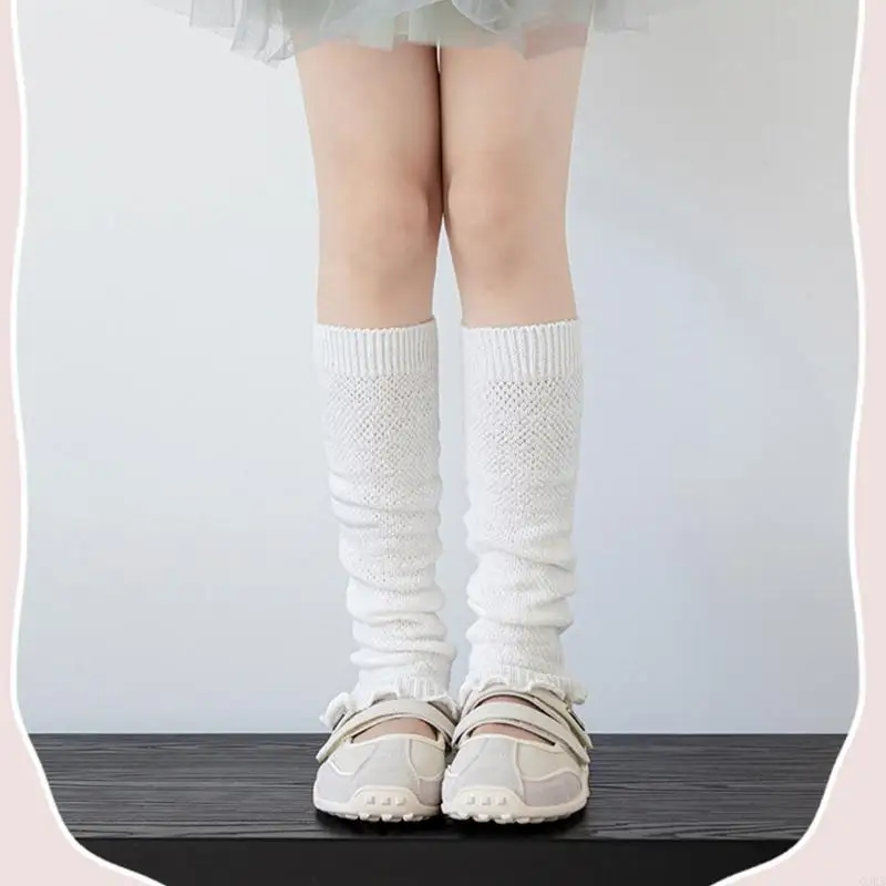 CORB Kids Warm Leg Protectors Girls Leg Warmer Adjustable Elastic Band Lace Accents Fit Various Sizes From 3 to 13