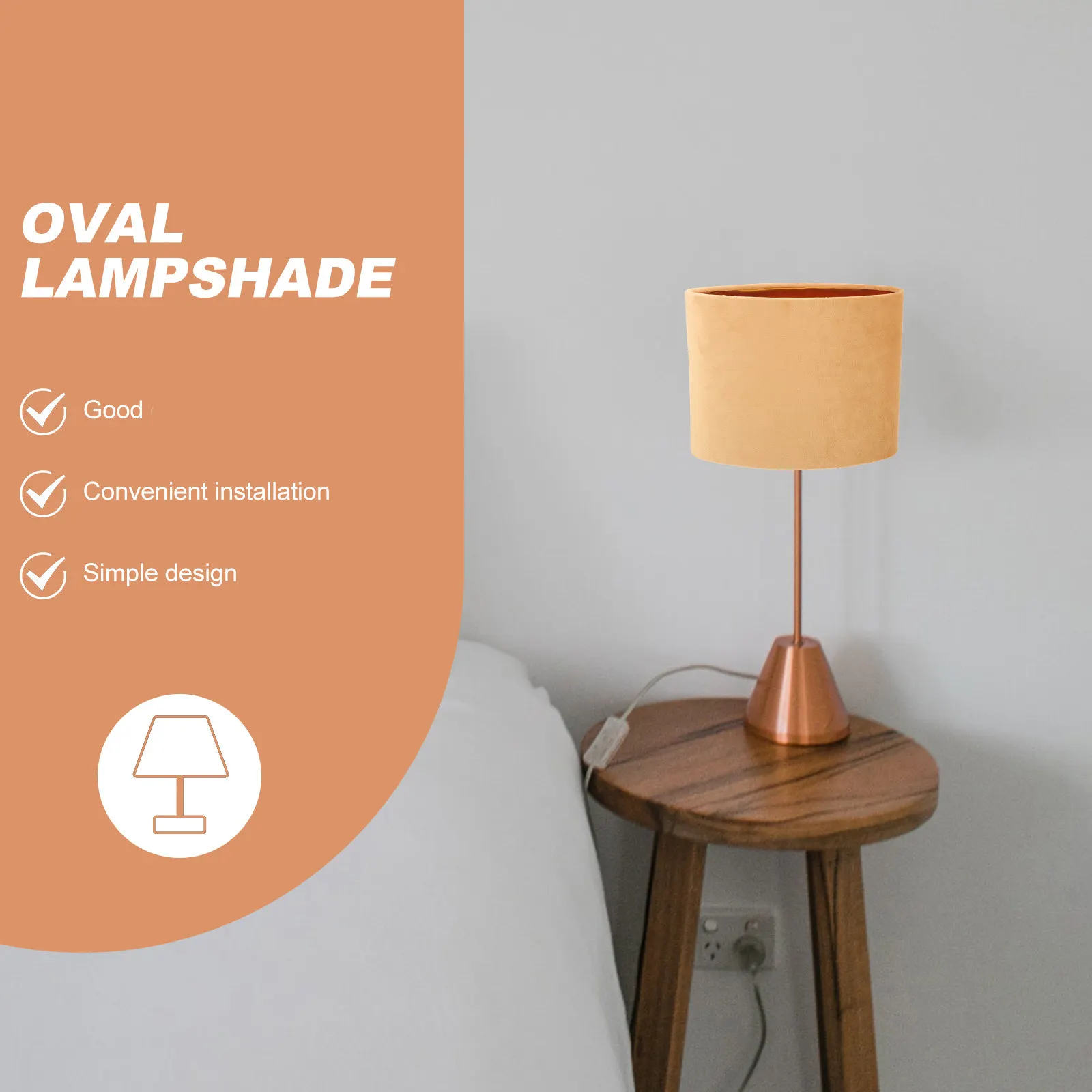 

1Pcs Simple Oval Lampshade Fine Workmanship Cloth Lamp Cover Safe Sturdy Lamp Cover for Desk Bedroom Living Room Lighting