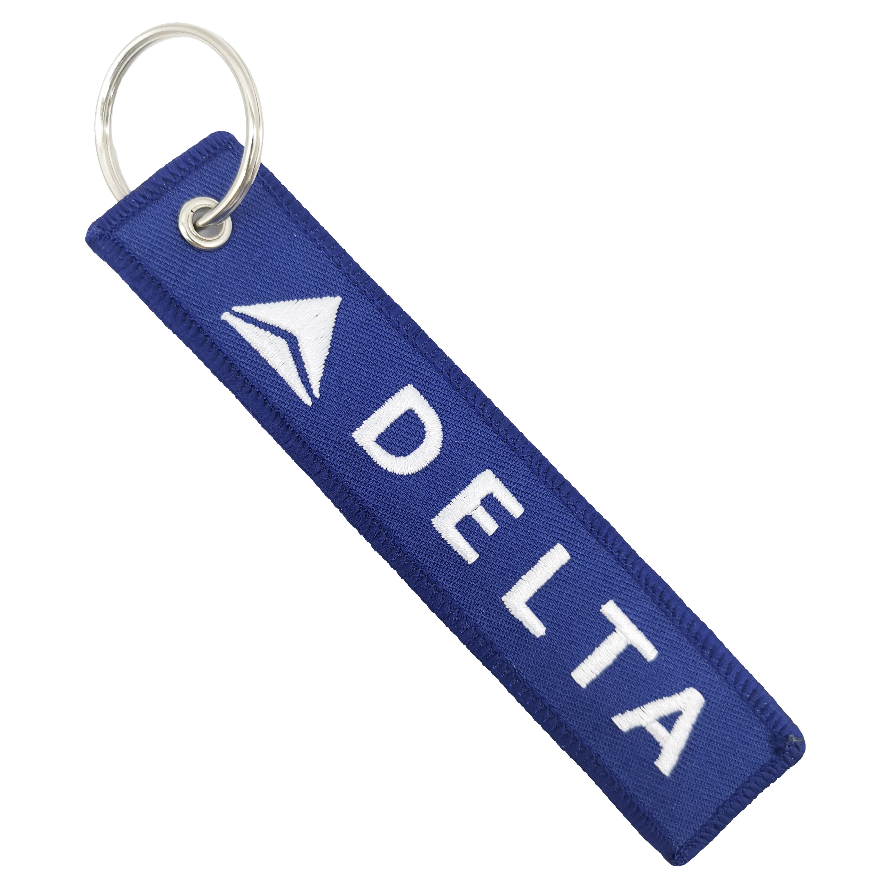 1 PC Blue DELTA Keychain Gift Letter Double Sided Embroidered Metal Keychain Accessory Keychains for Aviator loves