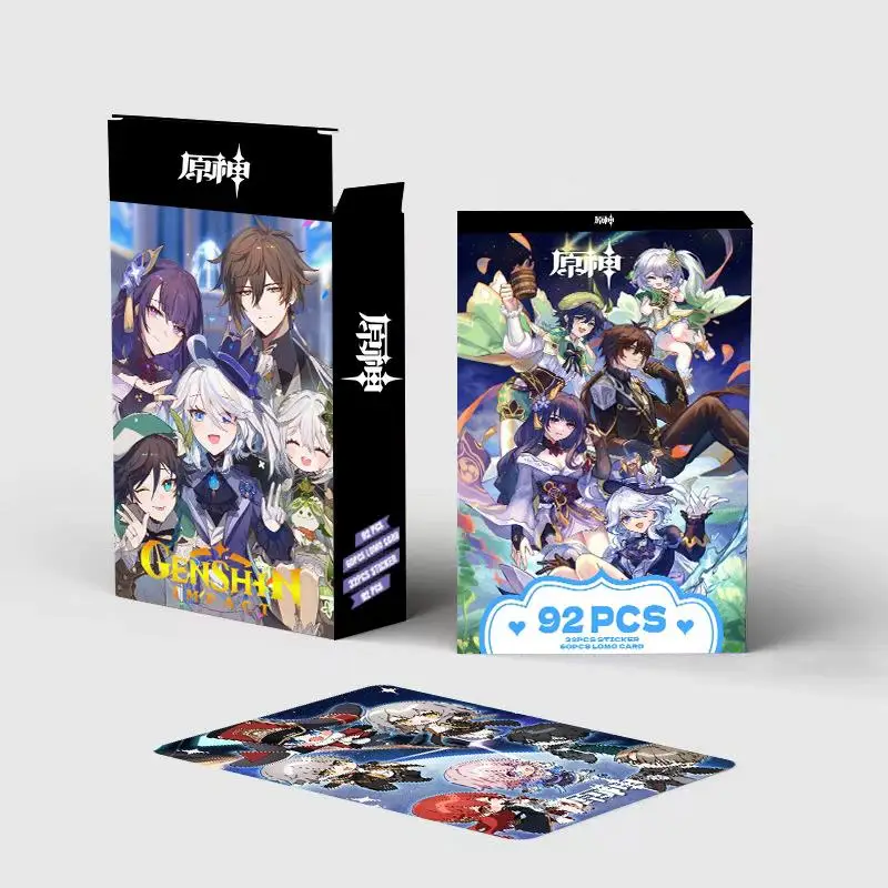 

92Pcs Genshin Impact Lomo Cards Double Sided HD Game Photocards with Stickers Collectible Gift for Anime Fans