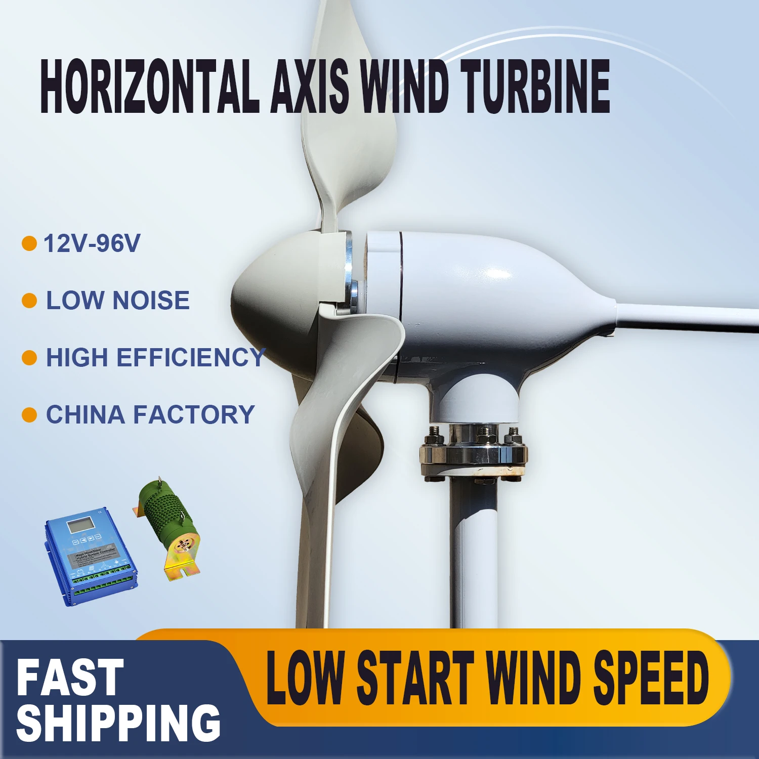 

Free Energy 12V-96V 10000W 20000W 25000W Horizontal Axis Permanent Magnet Wind Turbine High Efficiency 3Phase Wind Generator