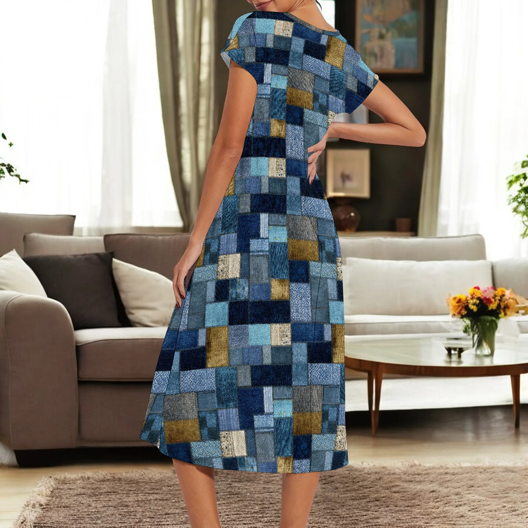 Feminino verão 2025 casual manga curta em camadas flowy primavera vestido longo midi praia vestido de férias roupas