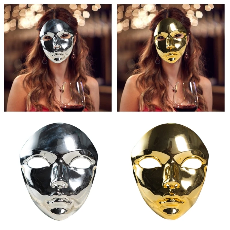 652f Maschera in maschera a colori metallici Maschera Halloween Maschera a faccia piena Maschera Accessori costumi per