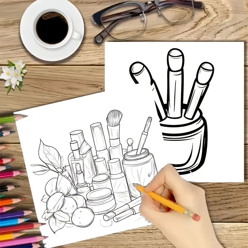 Glow Cosmetics Bold & Easy Coloring Book for Adult and Teen Makeup Theme Graffiti Painting Book for Friends Holiday Perfect Gift