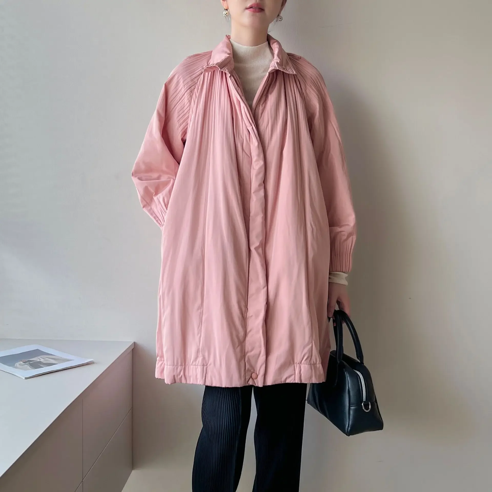 Pleats Pleated Cotton Coat Autumn and Winter New High-end Commuter Korean Lazy Wind Loose Casual Vest Cotton Coat Women Clothing