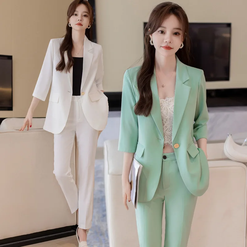 White in Thin Section Suit Jacket Women's Summer 2023 New Temperament Office Wear High Sense Casual Small Suit Suit