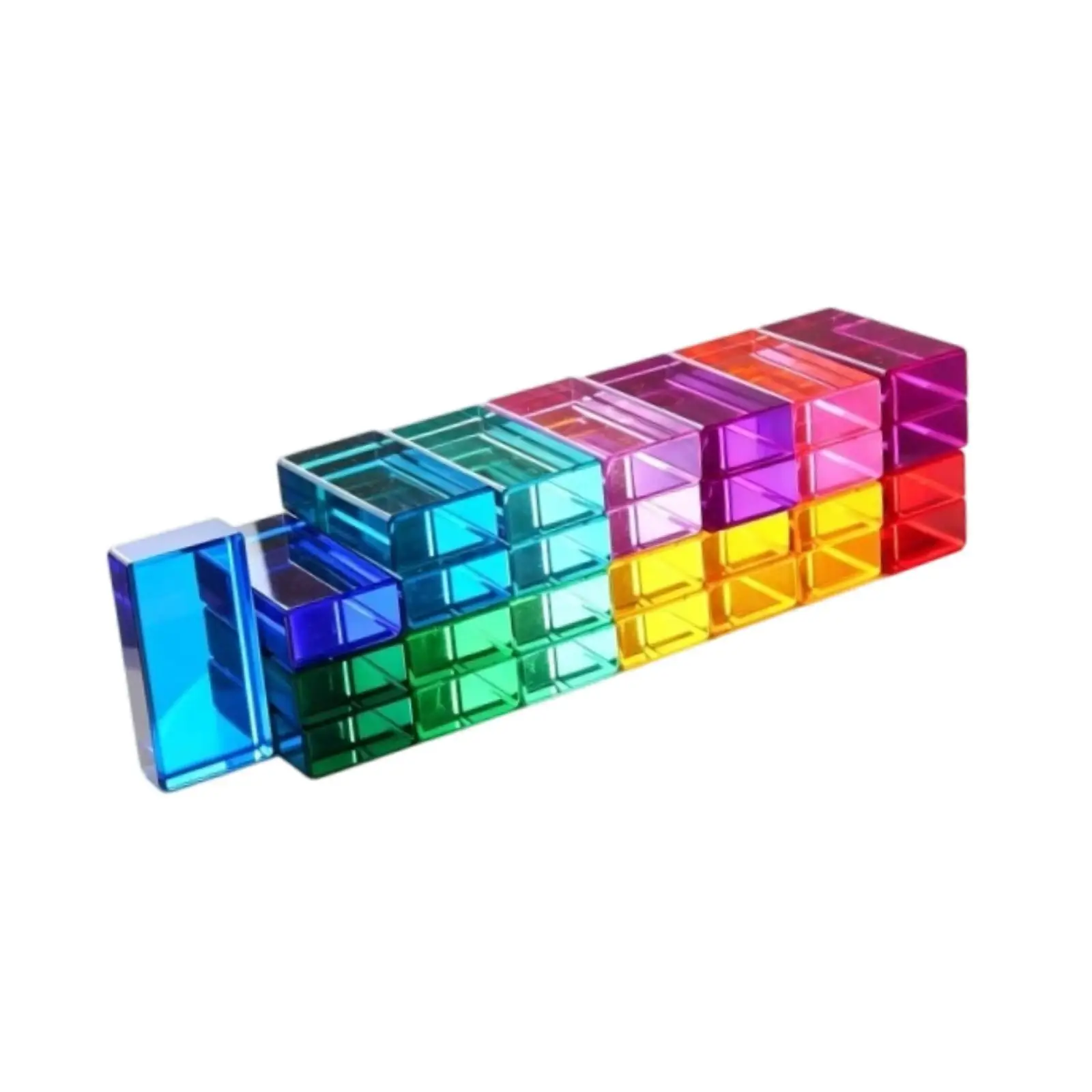 30 Pieces Rainbow Building Blocks Stacking Toy Rectangle Educational Toys Sensory Training Toy Girls