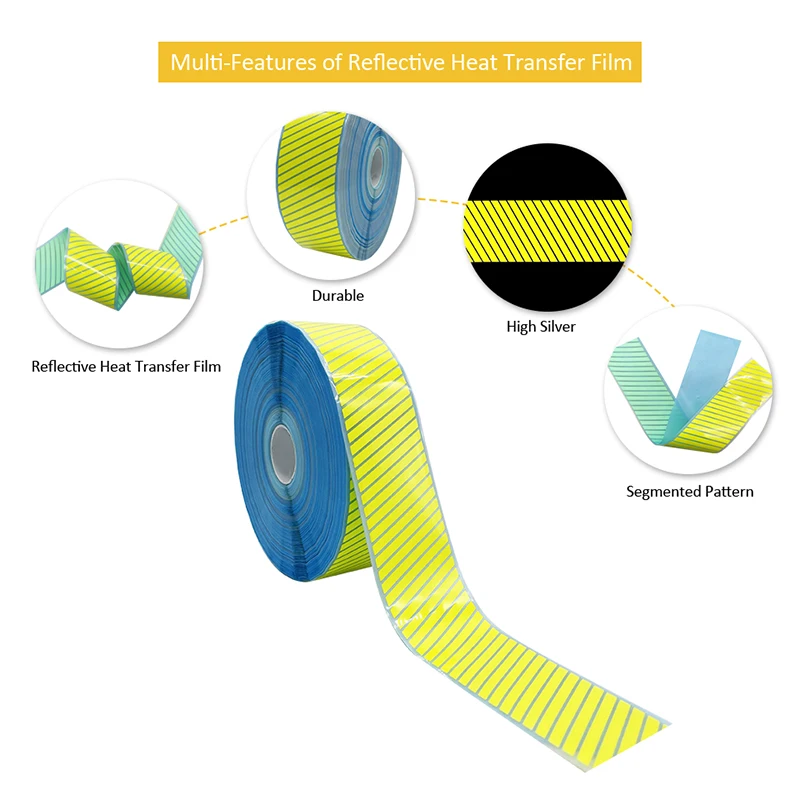 VOOFENG 세그먼트 Fluo. 옐로우 반사 열 전달 필름 난연 스티커, 소방관 의류 티셔츠에 다리미