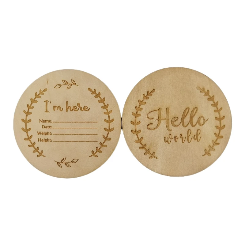 

2 Pcs Newborn Monthly Growth Recording Cards Wooden Birth Commemorative Cards Photography Props Toy