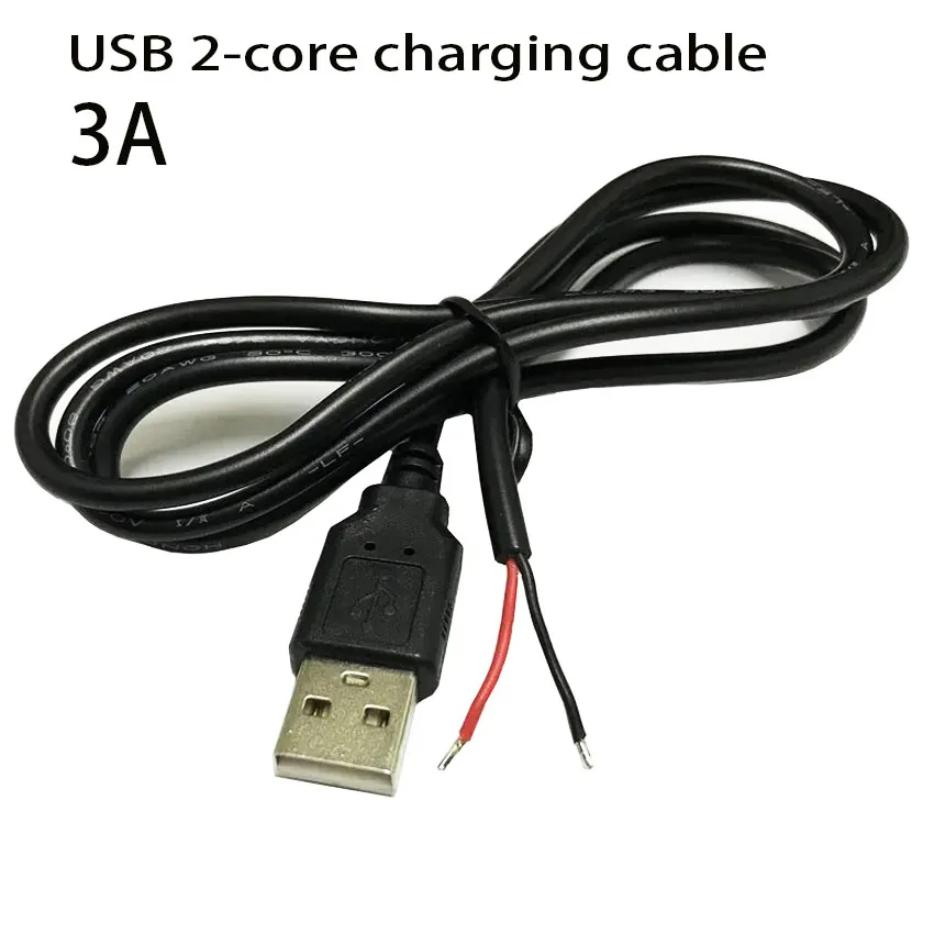 USB 2.0 Male Plug 2pin Bare Wire USB Power Cable DIY Pigtail Cable For USB Equipment Installed DIY Replace Repair Small Fans